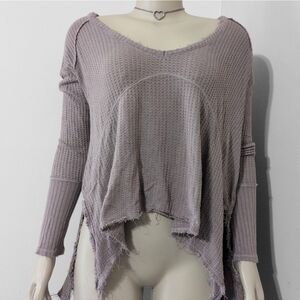 Free People Distressed Long Sleeve Top